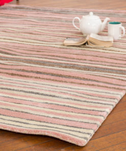Stripe Rug Wool Jute Bamboo 160x230cm Strawberry Mouse 2